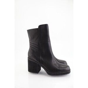 Korks Moergan Black Leather Ankle Boots Women’s Block Heel Zip Booties Size 11